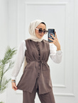 1032-Tencel Takım-Kahverengi