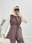 1032-Tencel Takım-Kahverengi