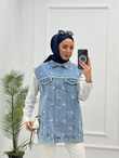 1066-Denim Yelek-Açık Mavi