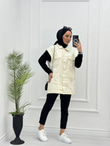 1066-Denim Yelek-Beyaz
