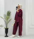 1182-Pantolon Takım-Bordo
