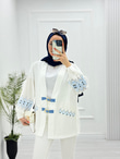 1232-Keten Kimono-Beyaz