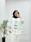 1232-Keten Kimono-Beyaz