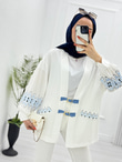 1232-Keten Kimono-Beyaz