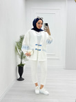1232-Keten Kimono-Beyaz