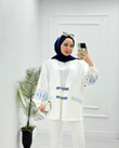 1232-Keten Kimono-Beyaz