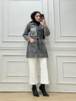 1243-Denim Ceket-Gri