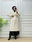 1249-Kaşe Kaban-Krem
