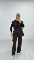 1287-Blazer Ceket-Koyu Kahverengi