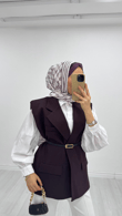 1287-Blazer Ceket-Mürdüm