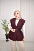 1287-Vatkalı Blazer Yelek-Bordo
