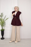 1287-Vatkalı Blazer Yelek-Bordo