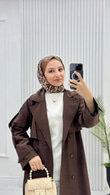 1290-Trençkot-Koyu Kahverengi