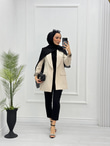 1297-Blazer Ceket-Krem