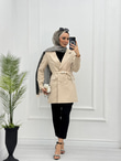 1298-Tall Blazer Ceket-Krem