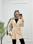 1298-Tall Blazer Ceket-Krem