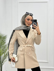1298-Tall Blazer Ceket-Krem
