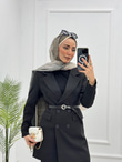 1298-Tall Blazer Ceket-Siyah