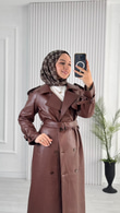 1299-Deri Trençkot-Kahverengi