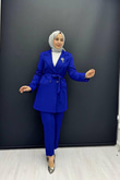 1423-Ceket Pantolon Takım-Saks Mavi