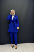 1423-Ceket Pantolon Takım-Saks Mavi