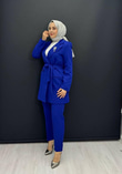 1423-Ceket Pantolon Takım-Saks Mavi