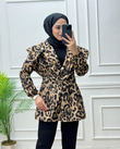 1467-Leopar Scuba Ceket-Camel