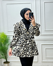 1467-Leopar Scuba Ceket-Ekru