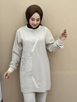 1625-Pantolon Takım-Krem