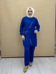 1625-Pantolon Takım-Saks Mavi