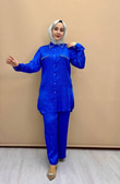 1629-Jakar Pantolon Takım-Saks Mavi