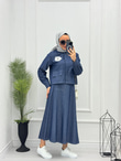 1932-Deila Etek Takım-Denim Mavi