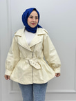 1950-Denim Ceket-Krem