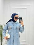 2219-Taşlı Denim Takım-Açık Mavi