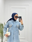 2219-Taşlı Denim Takım-Açık Mavi