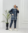 2254-Tencel Denim Takım-Lacivert