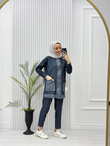 2254-Tencel Denim Takım-Lacivert