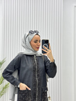 2254-Tencel Denim Takım-Siyah
