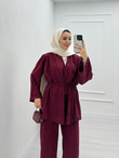 2455-Taşlı Takım-Bordo