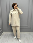 2565-Henna Pantolon Takım-Krem