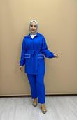 2840-Günlük Pantolon Takım-Saks Mavi