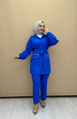 2840-Günlük Pantolon Takım-Saks Mavi