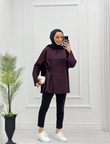 3021-Poplin Gömlek-Mürdüm