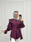 3042-İncili Gömlek-Mürdüm