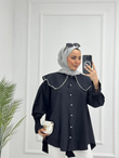 3042-İncili Gömlek-Siyah