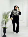 3076-Payetli Zebra Takım-Siyah