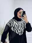 3076-Payetli Zebra Takım-Siyah