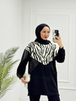 3076-Payetli Zebra Takım-Siyah