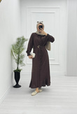 3221-Roya Elbise-Kahverengi