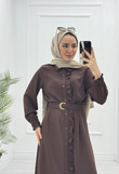 3221-Roya Elbise-Kahverengi